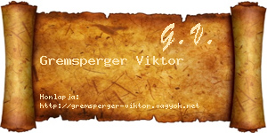 Gremsperger Viktor névjegykártya